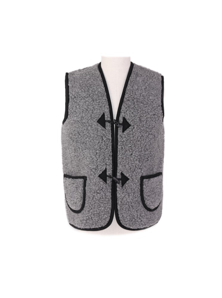 Gilet adulte en laine de mouton gris (3)