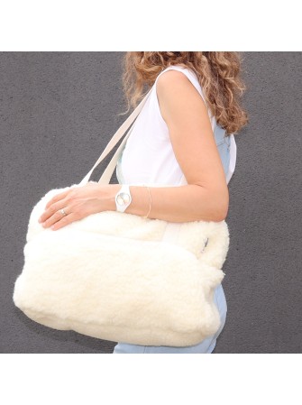 Sac de voyage en laine de mouton blanche