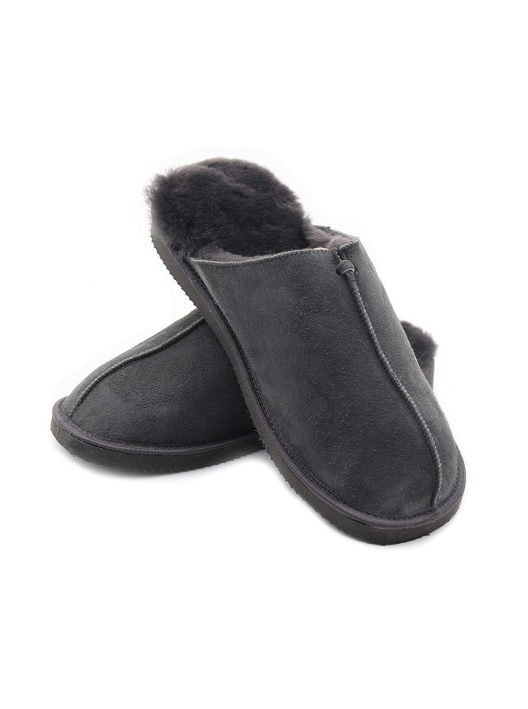 Chaussons mules CAMBRIDGE en peau d'Agneau gris